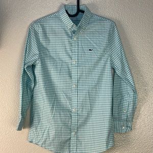 Vineyard Vines boys on the go performance button down shirt mint sprig 8-10